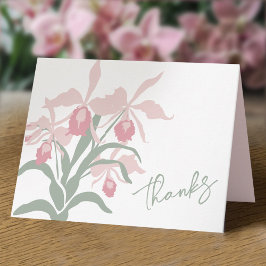 Cartão De Agradecimento Modern floral Cattleya orchid dusty pink wedding