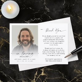 Cartão De Agradecimento Modern Funeral Photo Thank You In Loving Memory