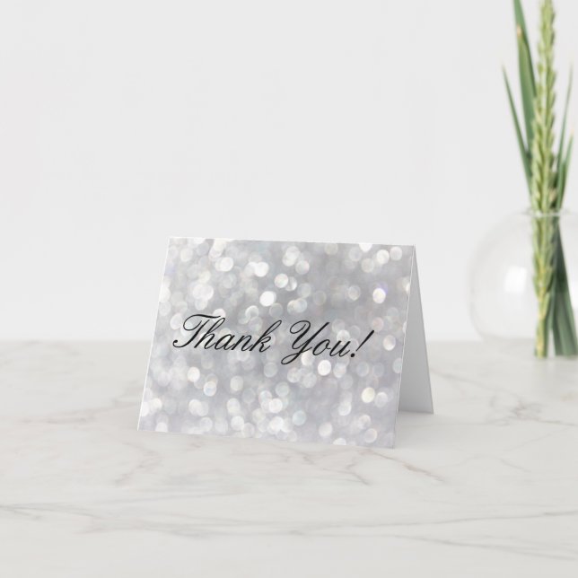 Cartão De Agradecimento Modern Gray Bokeh Elegant Wedding Thank You Card (Frente)