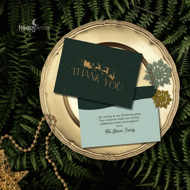 Cartão De Agradecimento Modern Green Faux Gold Christmas Thank You Card (Criador carregado)