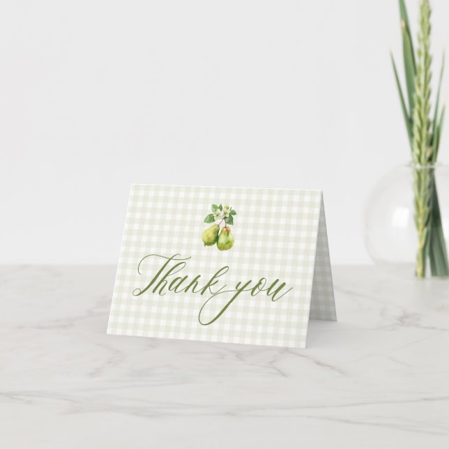 Cartão De Agradecimento Modern Green Gingham Perfect Pair Bridal Shower (Frente)