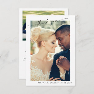 Cartão De Agradecimento Modern Hand Lettered 2 Foto Casamento Obrigado