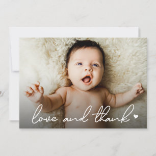Cartão De Agradecimento Modern Handlettering Baby Photo love and obrigados