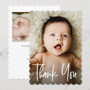 Cartão De Agradecimento Modern Handlettering Personalizado 2 Fotos Chá de