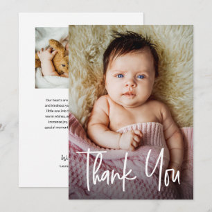 Cartão De Agradecimento Modern Handlettering Personalizado para Bebê Menin