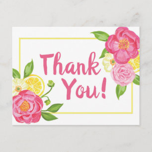 Cartão De Agradecimento Modern Lemon Floral Obrigado