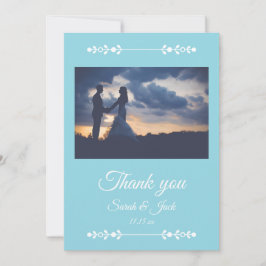 Cartão De Agradecimento Modern Light Blue & White Flat Thank You Card