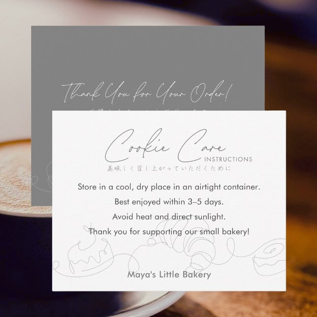 Cartão De Agradecimento Modern Line Art Cookie Care Instructions (Criador carregado)