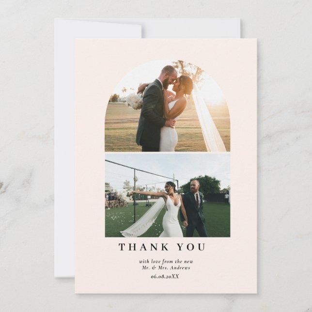 Cartão De Agradecimento Modern Minimalist 3 Photo Thank You Dankeskarte (Frente)