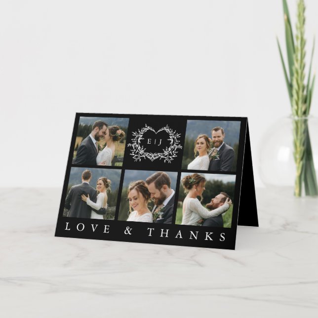 Cartão De Agradecimento Modern Minimalist Calligraphy Crest monogram Photo (Frente)