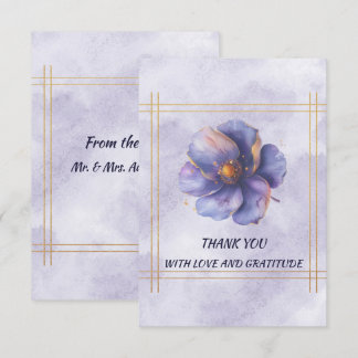 Cartão De Agradecimento Modern Minimalist Gold and Purple Wedding 