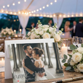 Cartão De Agradecimento Modern Minimalist Handwritten Script Photo Wedding