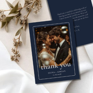 Cartão De Agradecimento Modern Moody Wedding Thank You Card with Photo