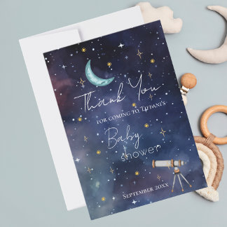 Cartão De Agradecimento Modern Moon & Stars Baby Shower Thank You Card