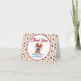 Cartão De Agradecimento Modern Patriotic Doggy First Birthday