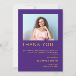 Cartão De Agradecimento Modern Photo 2022 Graduation Yellow Purple