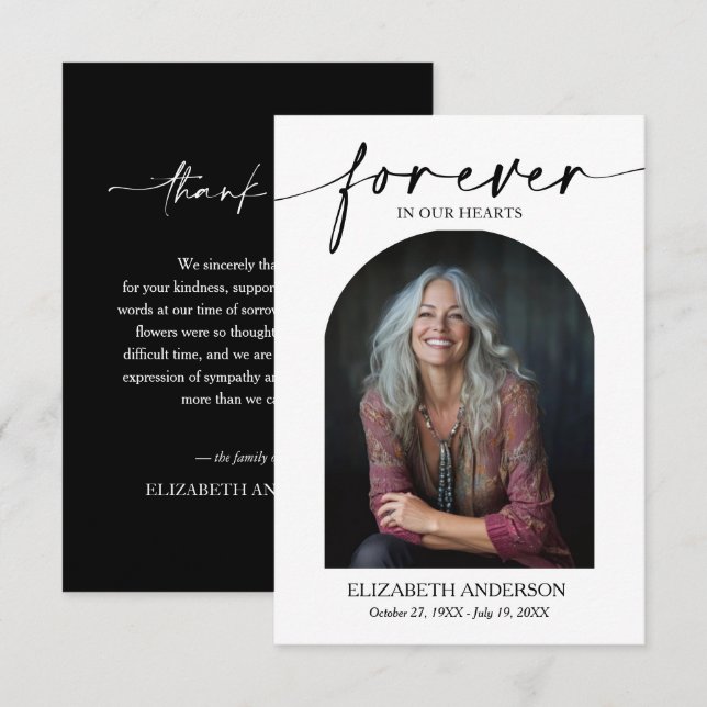 Cartão De Agradecimento Modern Photo Funeral Bereavement Memorial (Frente/Verso)