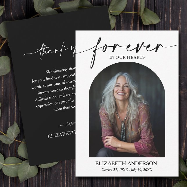 Cartão De Agradecimento Modern Photo Funeral Bereavement Memorial (Funeral Thank You Card with photo on front, your message on the back, default size 3.5" x 5")