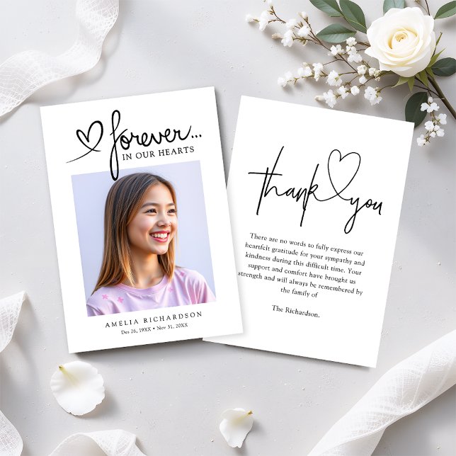 Cartão De Agradecimento Modern Photo Funeral Memorial Sympathy (Criador carregado)