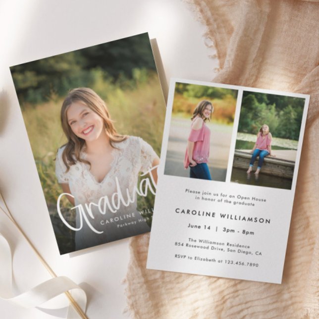 Cartão De Agradecimento Modern Photo Graduation Open House Invitation (Criador carregado)