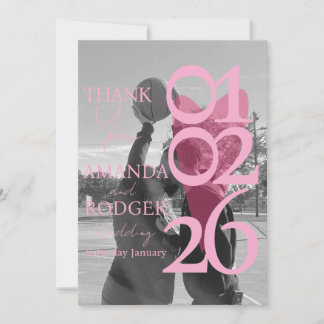 Cartão De Agradecimento Modern Photo Pink Typography  Thank You Card