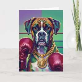 Cartão De Agradecimento Modern Pop Art Boxer Dog Boxing Athlete