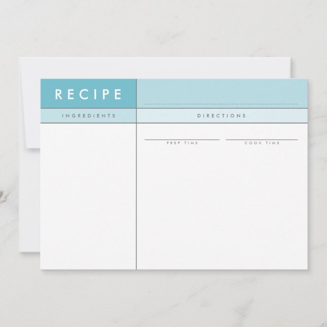 Cartão De Agradecimento MODERN RECIPE CARD organizador bold aqua mínimo (Frente)