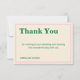 Cartão De Agradecimento Modern Retro Striped  Wedding Information 