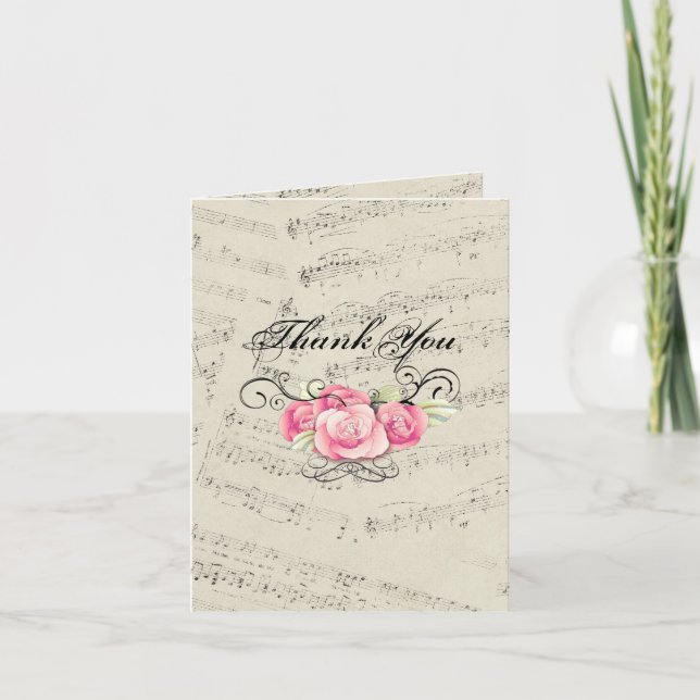 Cartão De Agradecimento Modern Romantic Music notes Wedding thank you (Frente)