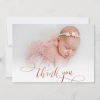 Modern Rosa Dourado Script New Baby Photo (Nova Fo