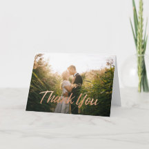 Modern Rose Gold Brush Script Wedding Photo