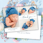 Cartão De Agradecimento Modern Script 4 Photo Collage Baby Boy Obrigado<br><div class="desc">Moderno Elegante De Caligrafia,  Script 4 Foto Colagem De Bebê Cartões de agradecimentos. Apresenta um belo obrigado de caligrafia manuscrito que você muda o script de fonte de cauda e sua mensagem pessoal. Excelente para bebê ou menina. Fácil de personalizar com suas fotos e detalhes de bebês.</div>
