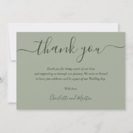 Cartão De Agradecimento Modern Script Sage Green Wedding