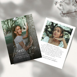 Cartão De Agradecimento Modern Script Simple Photo Graduation 