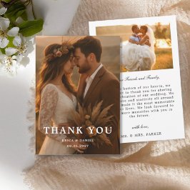 Cartão De Agradecimento Modern Simple 2 Photo Wedding 