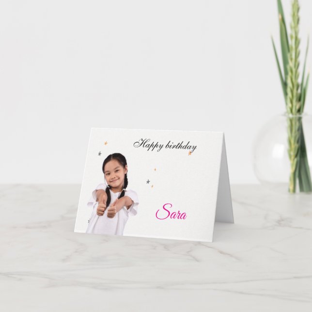Cartão De Agradecimento Modern Simple Custom Photo Birthday Greeting Card (Frente)