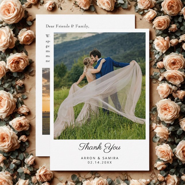 Cartão De Agradecimento Modern Simple Photo Wedding Thank You Card (Criador carregado)