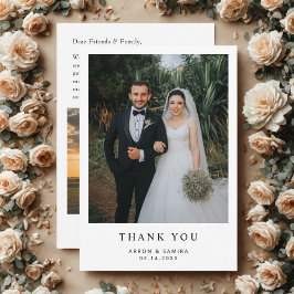 Cartão De Agradecimento Modern Simple Photo Wedding Thank You Card 