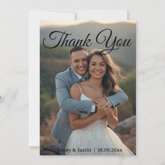 Cartão De Agradecimento Modern Simple Photo Wedding Thank You Card W Note