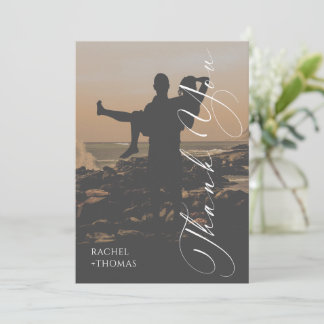 Cartão De Agradecimento Modern Sunset Silhouette Wedding Thank You Card