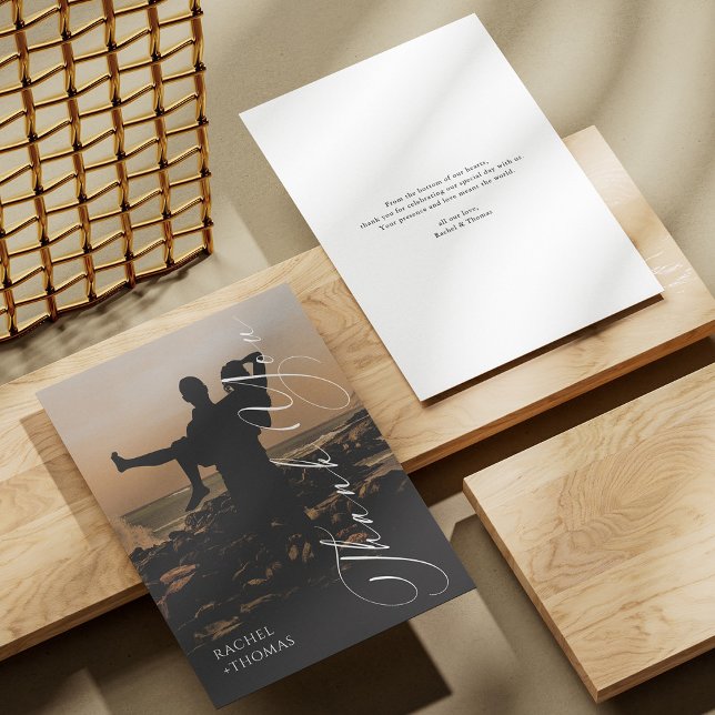 Cartão De Agradecimento Modern Sunset Silhouette Wedding Thank You Card (Modern Sunset Silhouette Wedding Thank You Card)