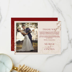 Cartão De Agradecimento Modern Terracotta Queimou Orange Boho Casamento