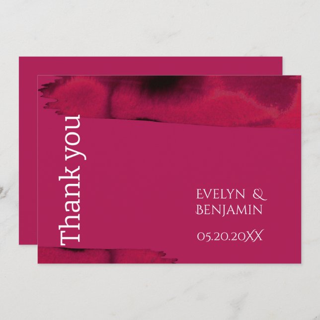 Cartão De Agradecimento Modern Viva Magenta (Frente/Verso)