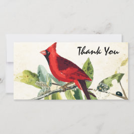 Cartão De Agradecimento Modern Watercolor Red Cardinal Funeral Obrigado