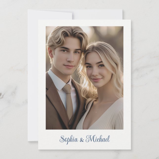 Cartão De Agradecimento Modern Wedding Card Thank You Card Photo  (Frente)