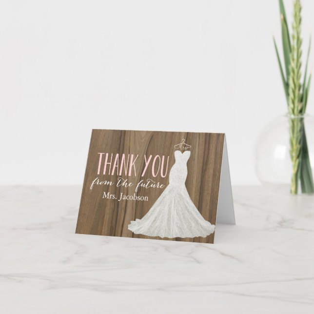 Cartão De Agradecimento Modern Wedding Dress | Bridal Shower Thank You (Frente)