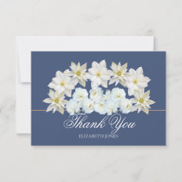 Cartão De Agradecimento Modern White Clematis Rose Bridal Shower Thank You