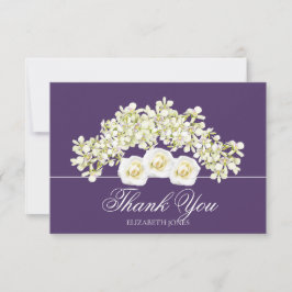 Cartão De Agradecimento Modern White Roses Bridal Shower Thank You Card