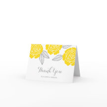 Modern Yellow and Gray Rose Thank You