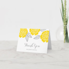 Cartão De Agradecimento Modern Yellow and Gray Rose Thank You